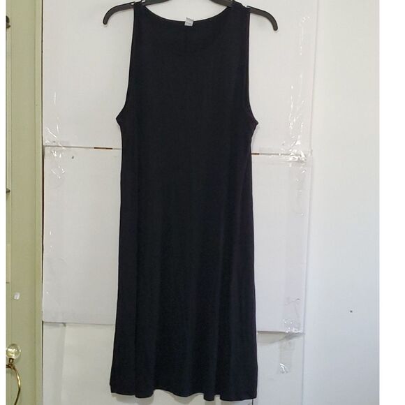 An Old Navy Plus Y2K Black Midi Dress Sleeveless Summer Cottage Core Gothic 3X - Picture 2 of 9